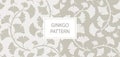 Seamless Ginkgo Branch Pattern. Botanical Silhouette Ornament, Banner Royalty Free Stock Photo