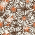 Seamless glamorous floral pattern, hand-drawing. Royalty Free Stock Photo