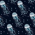 Seamless glowing jellyfish