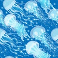 Seamless glowing jellyfish Royalty Free Stock Photo