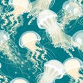 Seamless glowing jellyfish Royalty Free Stock Photo