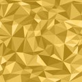 Seamless gold abstract pattern. Imitation of print of golden crumpled paper composed of triangles and polygons.