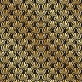 Seamless gold and black Art Deco shell pattern