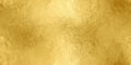 Seamless gold leaf background texture. Shiny golden yellow crumpled metallic foil repeat pattern