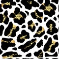 Seamless gold leopard print. Vector pattern, texture, background