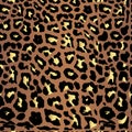 Seamless gold leopard print. Vector pattern, texture, background Royalty Free Stock Photo
