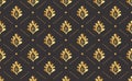 154_Seamless gold lily mosaic pattern on dark background