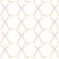 Seamless gold line geometric modern pattern. Background with rhombus, triangles and nodes. Golden texture. Royalty Free Stock Photo