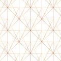 Seamless gold line geometric modern pattern. Background with rhombus, triangles and nodes. Golden texture. Royalty Free Stock Photo