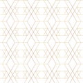 Seamless gold line geometric pattern. Background with rhombus, triangles and nodes. Golden texture.