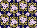 Seamless Gold Pattern with Cherry Blossom Royalty Free Stock Photo