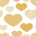 Seamless gold pattern with hearts.