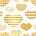 Seamless gold pattern with hearts.