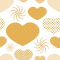 Seamless gold pattern with hearts.