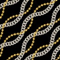 Seamless gold and silver chains pattern. Repeat design.