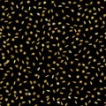 Seamless gold star confetti rain festive pattern effect. Golden volume stars falling down isolated on black background Royalty Free Stock Photo