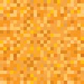 Seamless gold yellow orange pixel mosaic pattern. Pixelated gold metal abstract texture mapping background for various digital app Royalty Free Stock Photo