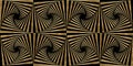Seamless golden Art Deco palm fans optical illusion pattern