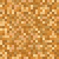 Seamless golden brown pixel mosaic pattern. Pixelated gold metal abstract texture mapping background for various digital applicati Royalty Free Stock Photo