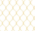 Seamless golden chain link fence pattern. Realistic wire fence vector texture. Royalty Free Stock Photo