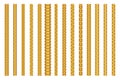 Seamless golden decoration chain braid ornament belt plait isolated gold pattern border set design vector illustration