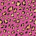 Seamless golden glitter leopard pattern