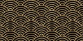 Seamless golden Japanese seigaiha wave pattern