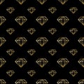 Seamless golden lined diamond pattern on black background