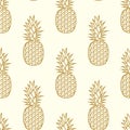 Seamless golden pineapple pattern. vector