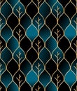 Seamless golden wire leaf oriental pattern