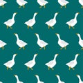 Seamless goose pattern. Cute geese simple print.