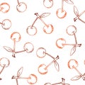 Seamless pattern hand drawn doodle cherries on white background