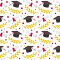 Seamless graduation pattern with doodle style elements