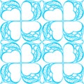 seamless graphic abstract tile pattern, blue geometric ornament on white background, texture Royalty Free Stock Photo