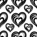 seamless graphic pattern of black hearts on a white background, texture Royalty Free Stock Photo