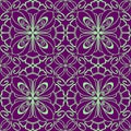 seamless graphic pattern, floral light green ornament tile on magenta background Royalty Free Stock Photo