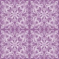 seamless graphic pattern, floral white ornament tile on purple background, texture Royalty Free Stock Photo