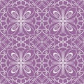 seamless graphic pattern, floral white ornament tile on purple background Royalty Free Stock Photo