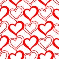 seamless graphic pattern of red hearts on a white background, texture Royalty Free Stock Photo