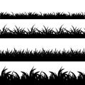 Seamless grass black silhouette vector set Royalty Free Stock Photo