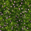Seamless grass herb turf with soft pink flowers texture Generative AI Illustration