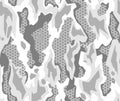 seamless gray military camouflage texture pattern vector. Black white textile fabric print. Royalty Free Stock Photo