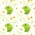 Seamless green apple pattern. Tile vegetarian background. Repeating fruit wrapping paper texture. Vector illustrated Royalty Free Stock Photo