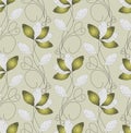 Seamless green artistic leaves wallpaper design