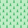 Seamless green awareness ribbon, isolated vector illustration