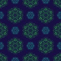 Seamless Green Blue Floral Mandala Pattern Royalty Free Stock Photo