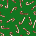 Seamless green Christmas pattern with candy cane. Happy New Year and Merry Xmas background. winter holidays print for Royalty Free Stock Photo