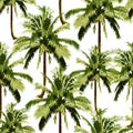 Seamless green coconut trees pattern for fashion textile, plant vector