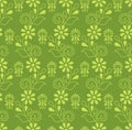 Seamless green damask pattern