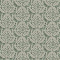 Seamless green Damask pattern on a beige background